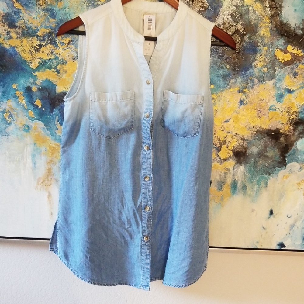 CHICO'S denim ombre chambray top